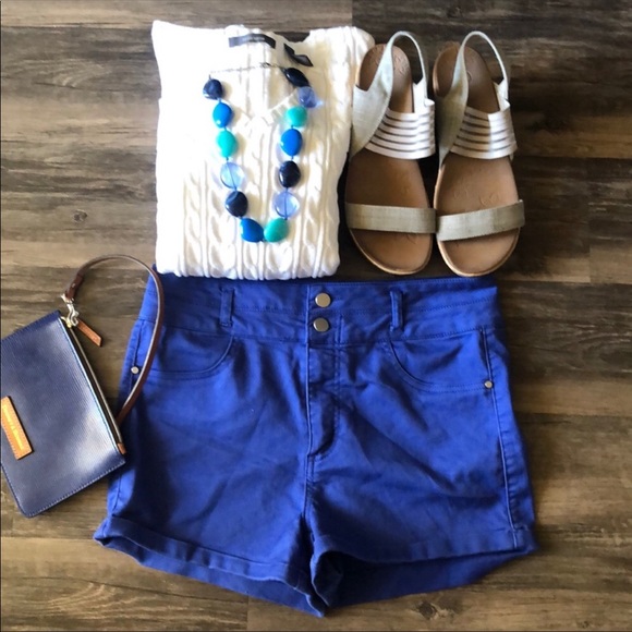 Love Fire High Waisted Blue Shorts size 11 - Picture 2 of 6